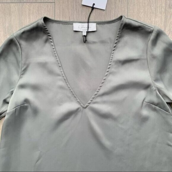 Revolve L'Academie Maya Blouse Olive Green V-Neck Long Sleeve Size XS - Picture 4 of 14